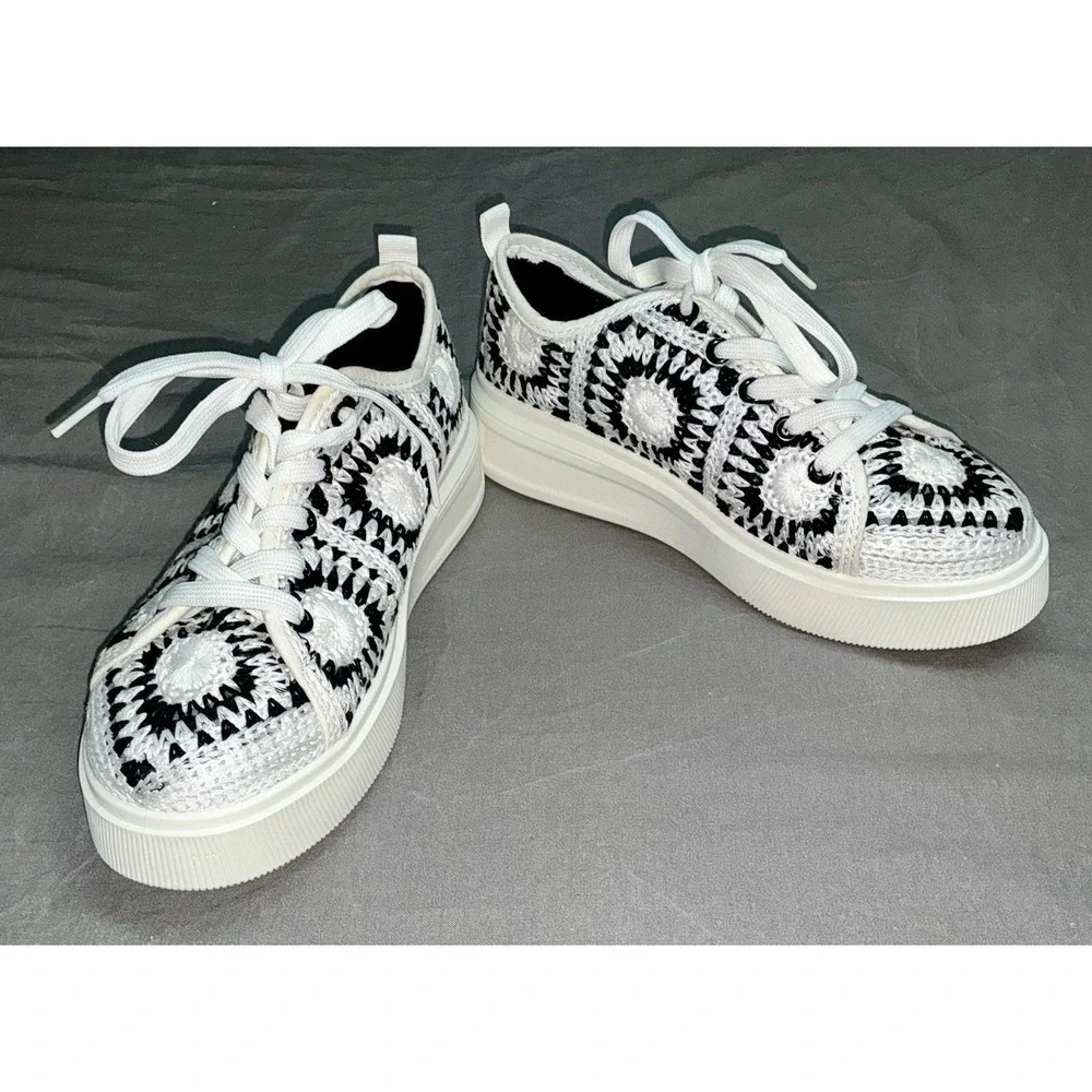 Dirty Laundry Recreation Womens Shoes Sz 7 Black White Multi Platform Sneakers